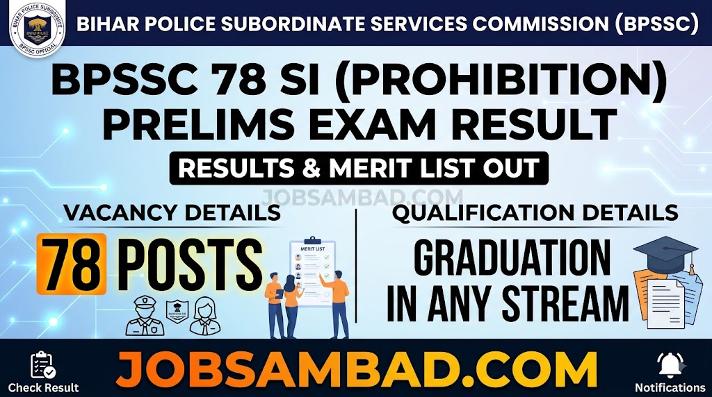 BPSSC 78 SI (Prohibition) Prelims Exam Result