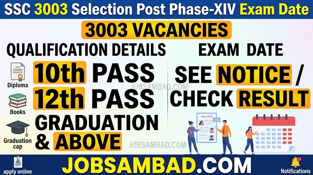 SSC 3003 Selection Post Phase-XIV Exam Date