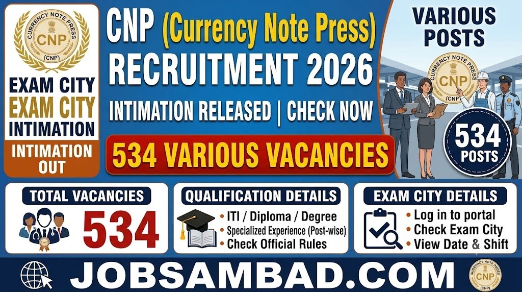 CNP 534 Various Vacancies Exam City 2026