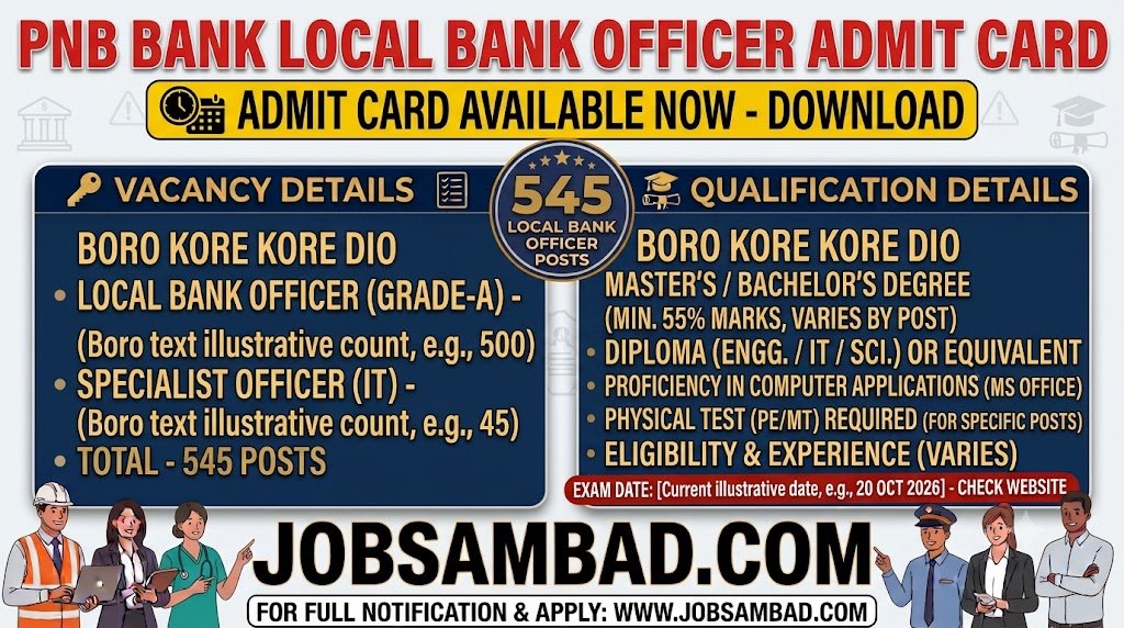 PNB Bank 545 Local Bank Officer Admit Card