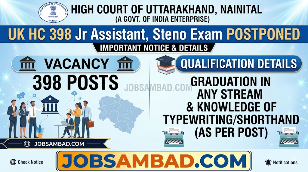 UK HC 398 Jr Assistant, Steno Exam Postponed