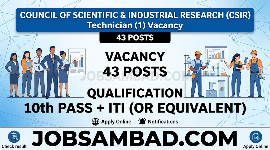 CSIR 43 Technician (1) Vacancy Online Form