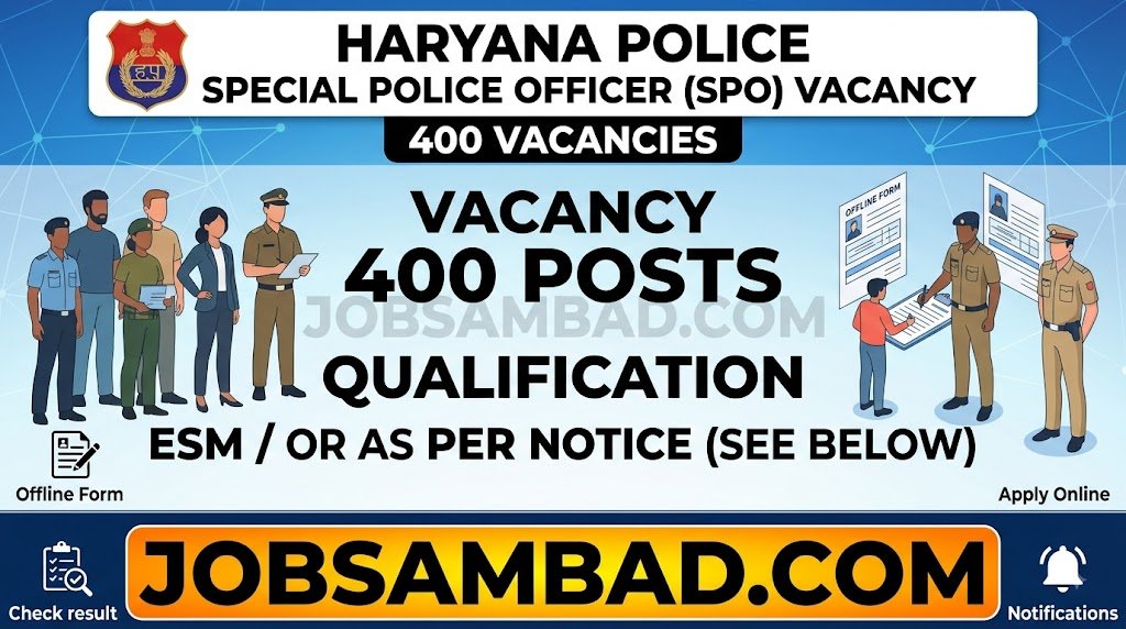 Haryana Police 400 SPO Vacancy Offline Form