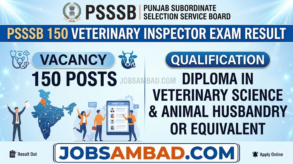 PSSSB 150 Veterinary Inspector Exam Result