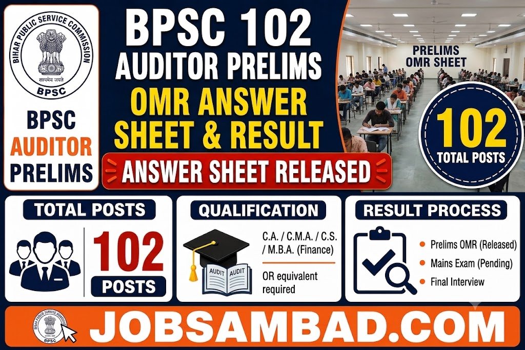 BPSC 102 Auditor Prelims OMR Answer Sheet