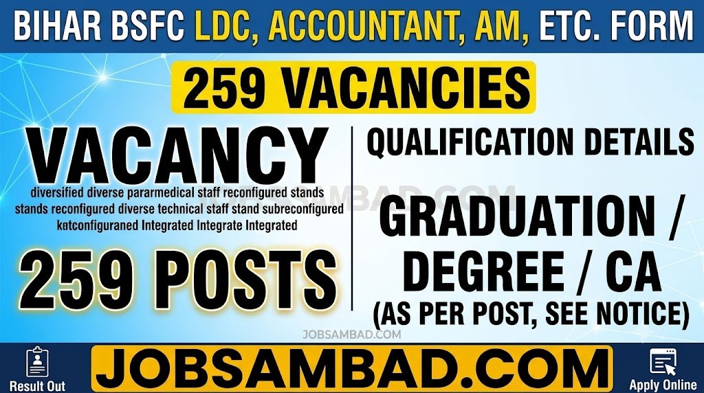 Bihar BSFC LDC, Accountant, AM, Etc. Form