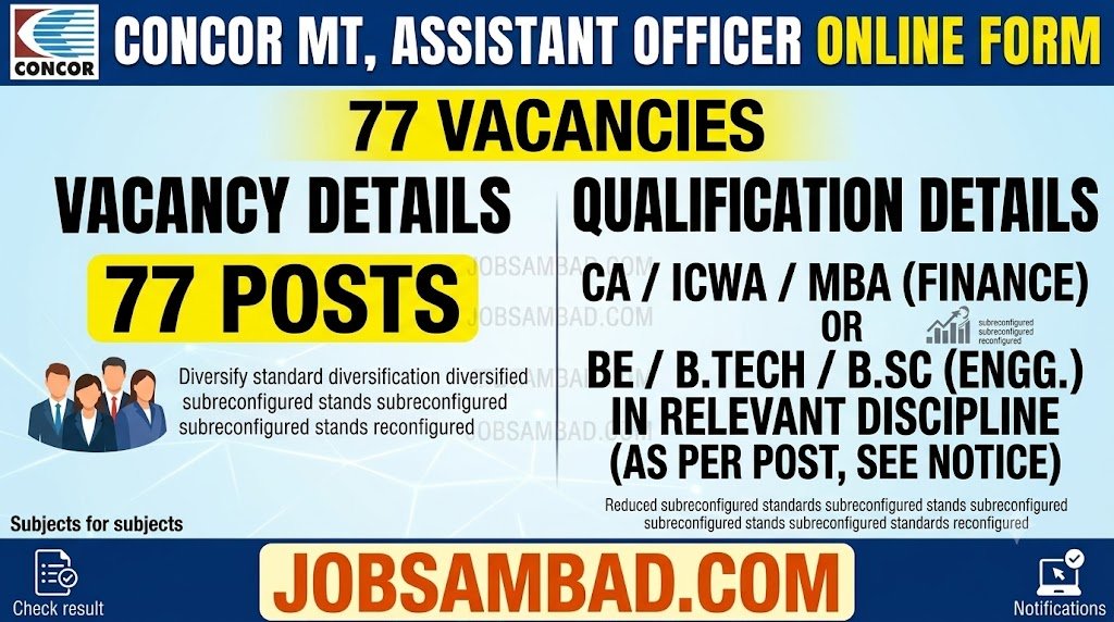 CONCOR MT, Assistant Officer Online Form
