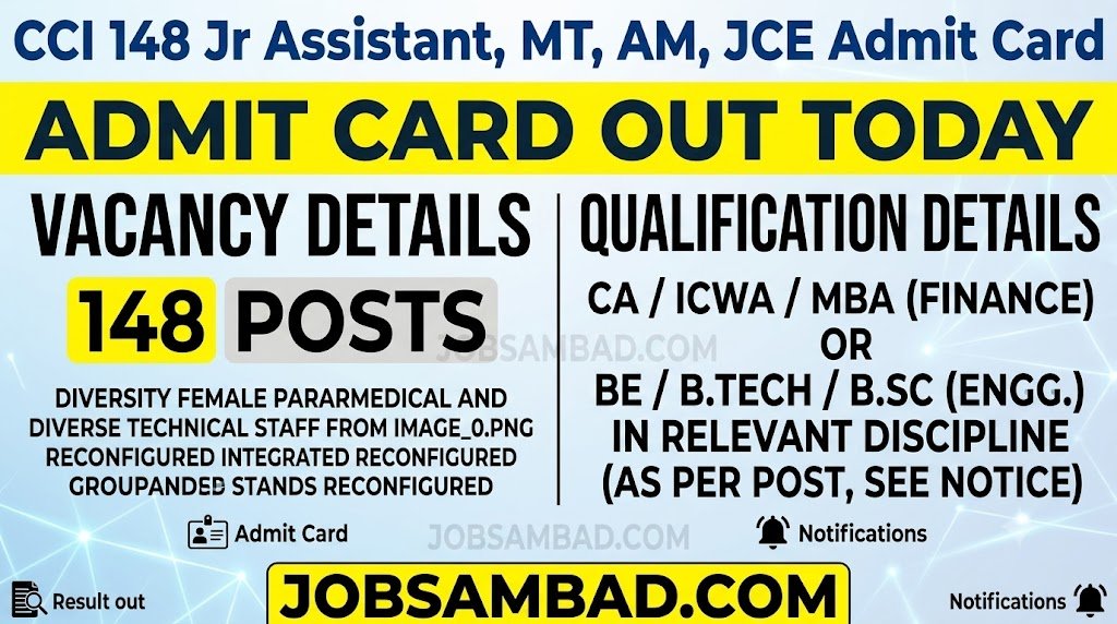 CCI 148 Jr Assistant, MT, AM, JCE Admit Card