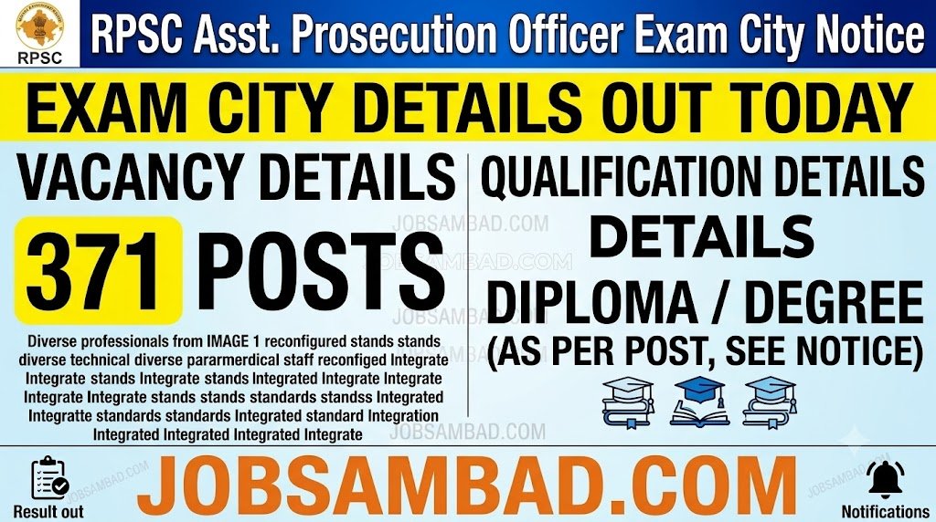 RPSC Asst. Prosecution Officer Exam City Notice