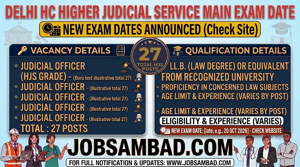 Delhi HC Higher Judicial Service Main Exam Date  