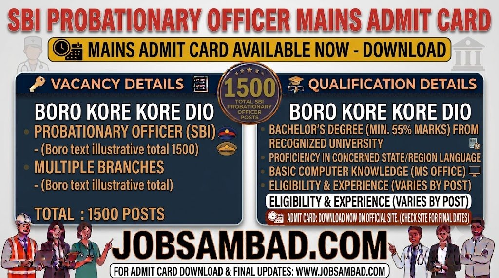 SBI Probationary Officer Mains Admit Card