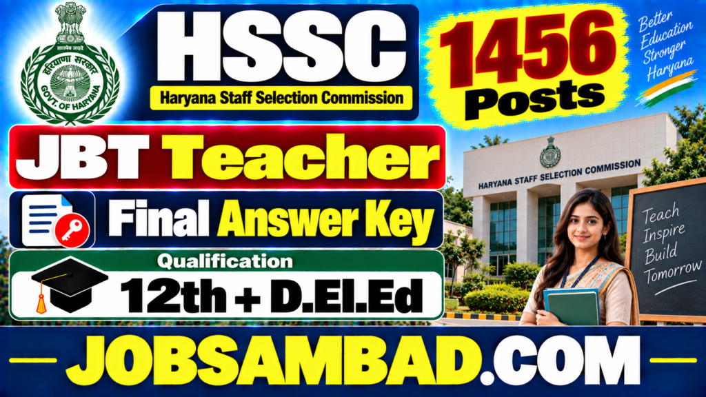 HSSC Advt 5/2024 JBT Teacher Final Answer Key
