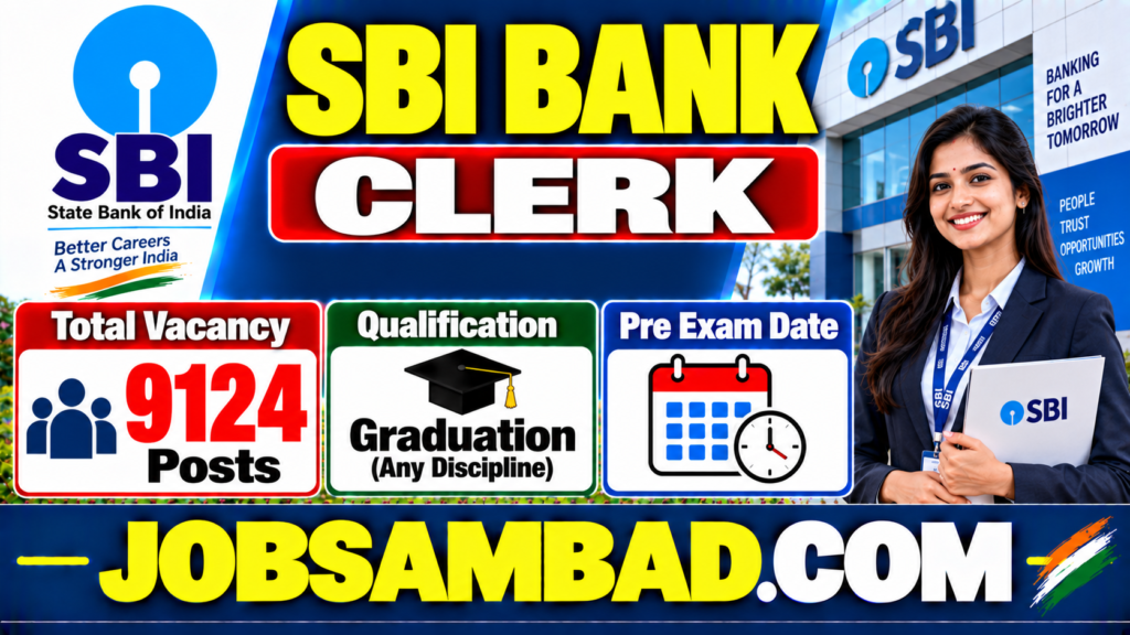 SBI Bank Clerk 9124 Vacancy Pre Exam Date