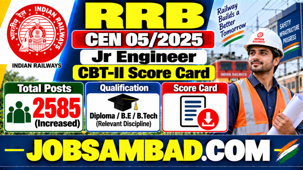 RRB CEN 05/2025 Jr Engineer CBT-II Score Card