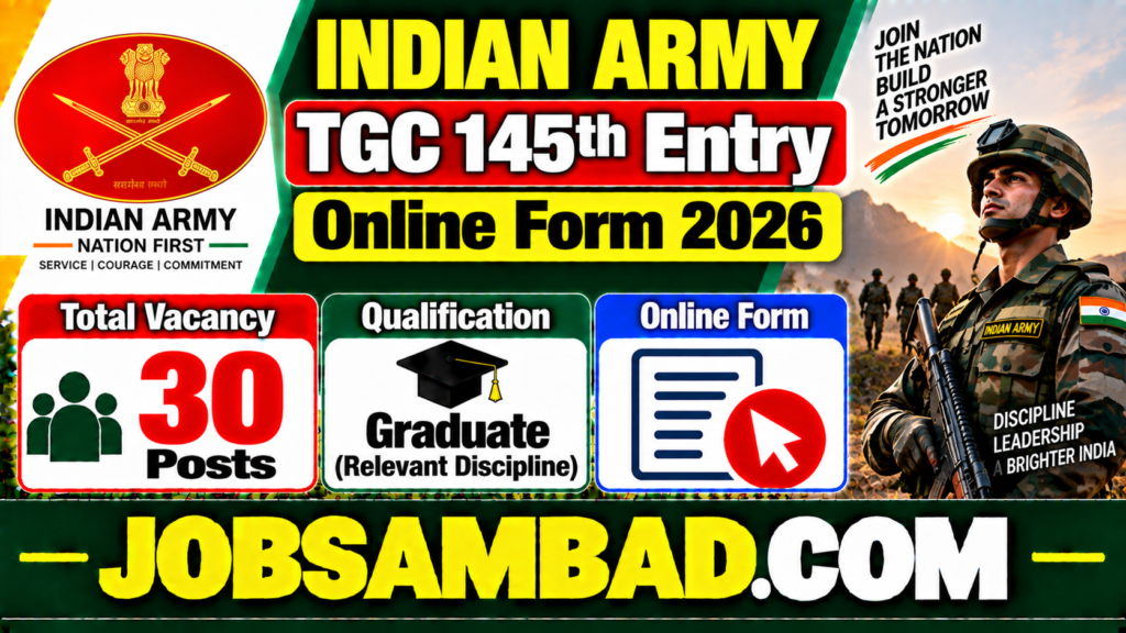 Indian Army TGC 145th Entry Online Form 2026