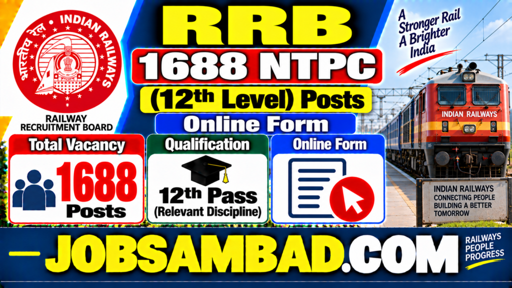 RRB 1688 NTPC (12th Level) Posts Online Form