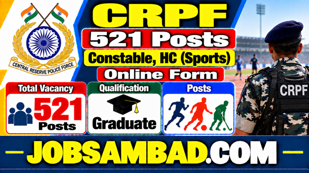 CRPF 521 Constable, HC (Sports) Online Form