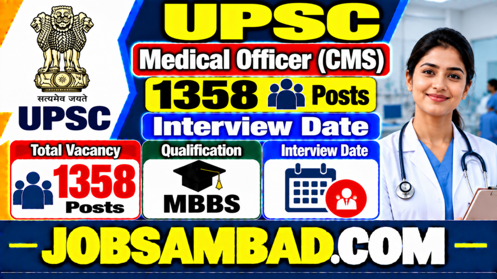 UPSC 1358 Medical Officer (CMS) Interview Date