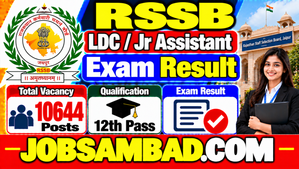 RSSB 10644 LDC / Jr Assistant Exam Result