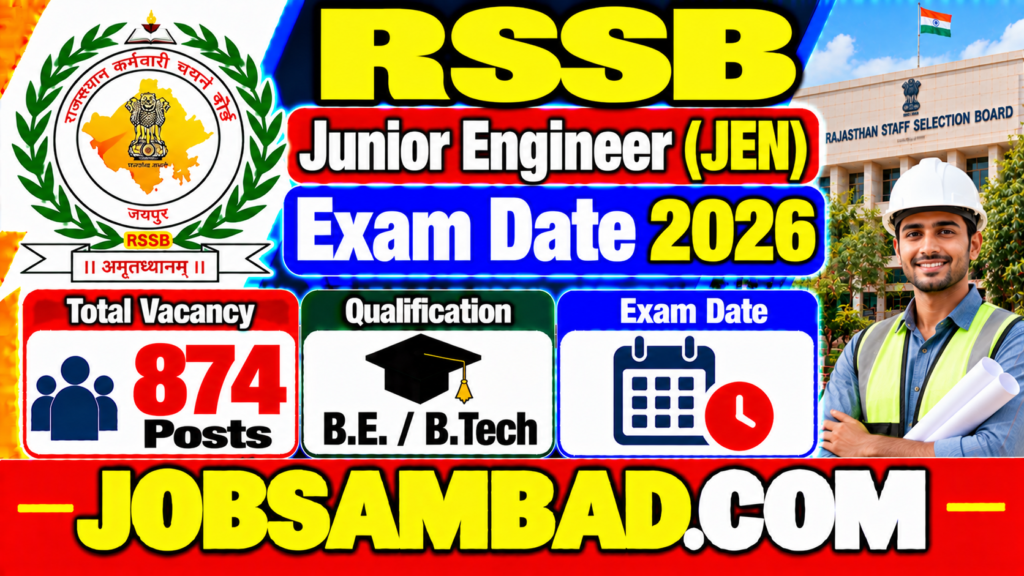 RSSB 874 Junior Engineer (JEN) Exam Date 2026