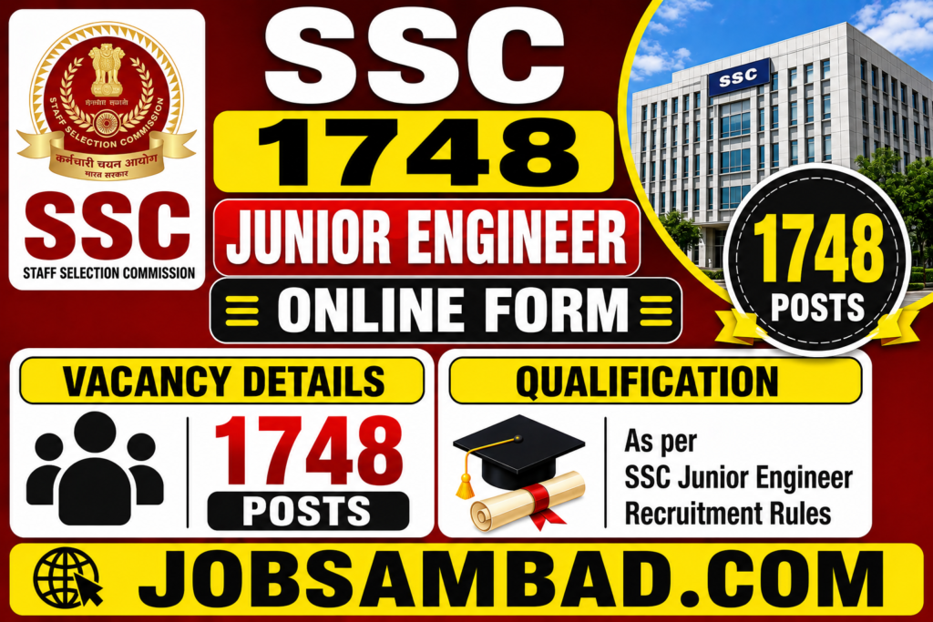 SSC 1748 Junior Engineer Vacancy Online Form
