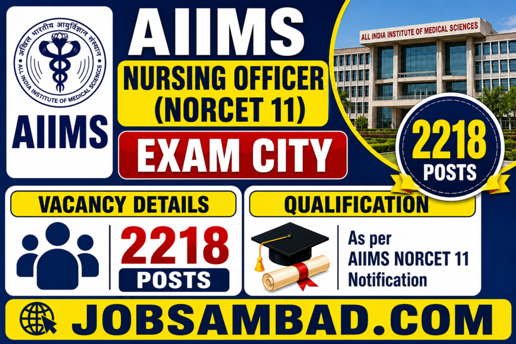 AIIMS Nursing Officer (NORCET 11) Exam City