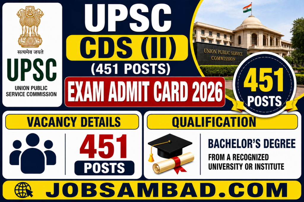 UPSC CDS (II) (451 Posts) Exam Admit Card 2026