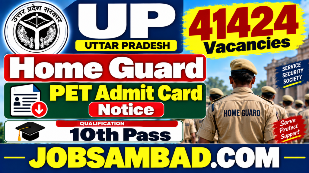 UP 41424 Home Guard PET Admit Card Notice