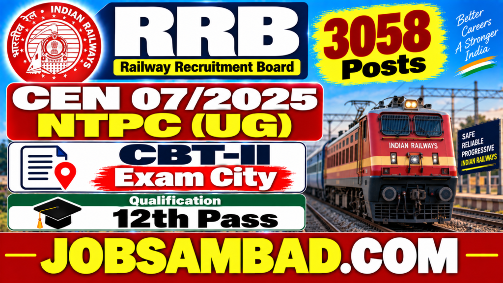 RRB CEN 07/2025 NTPC (UG) CBT-II Exam City