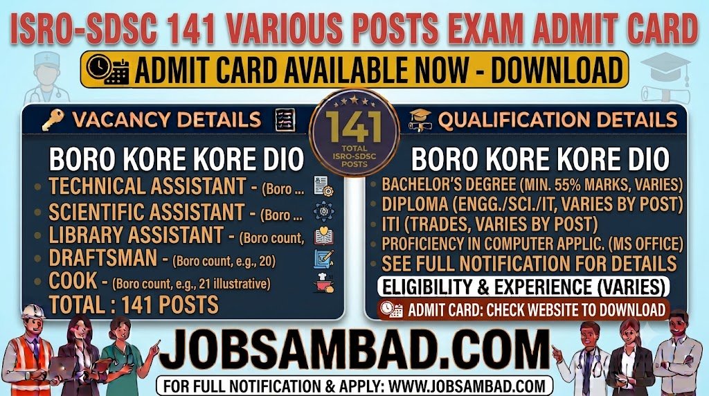 ISRO-SDSC 141 Various Posts Exam Admit Card
