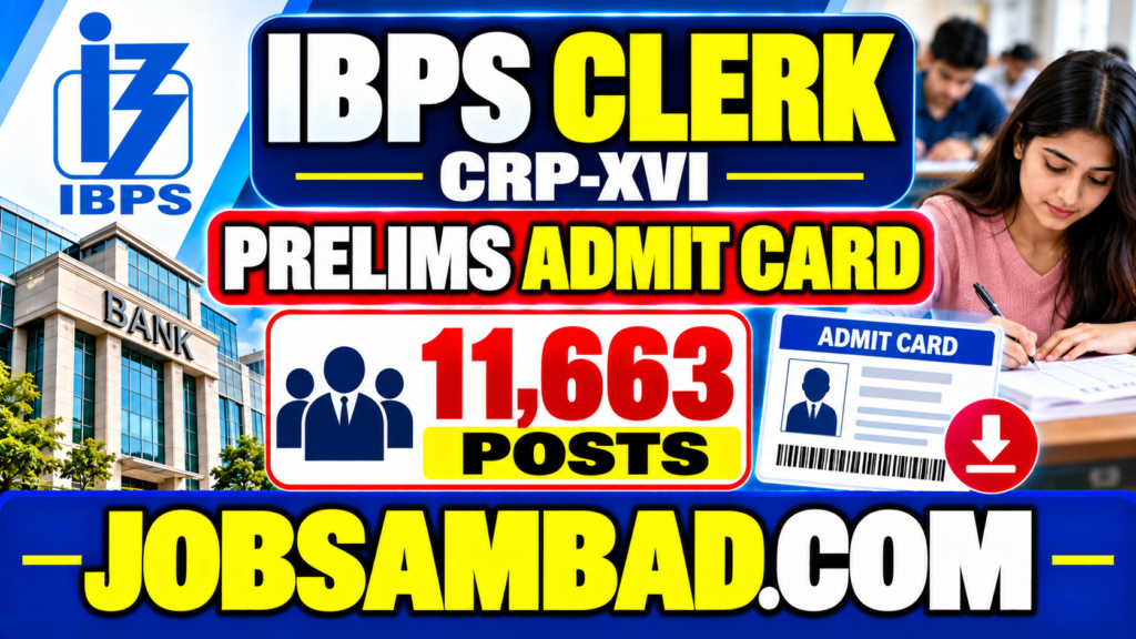 IBPS Clerk CRP-XVI Prelims Exam Admit Card