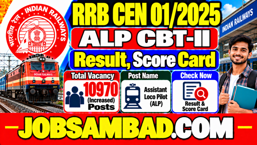 RRB CEN 01/2025 ALP CBT-II Result, Score Card