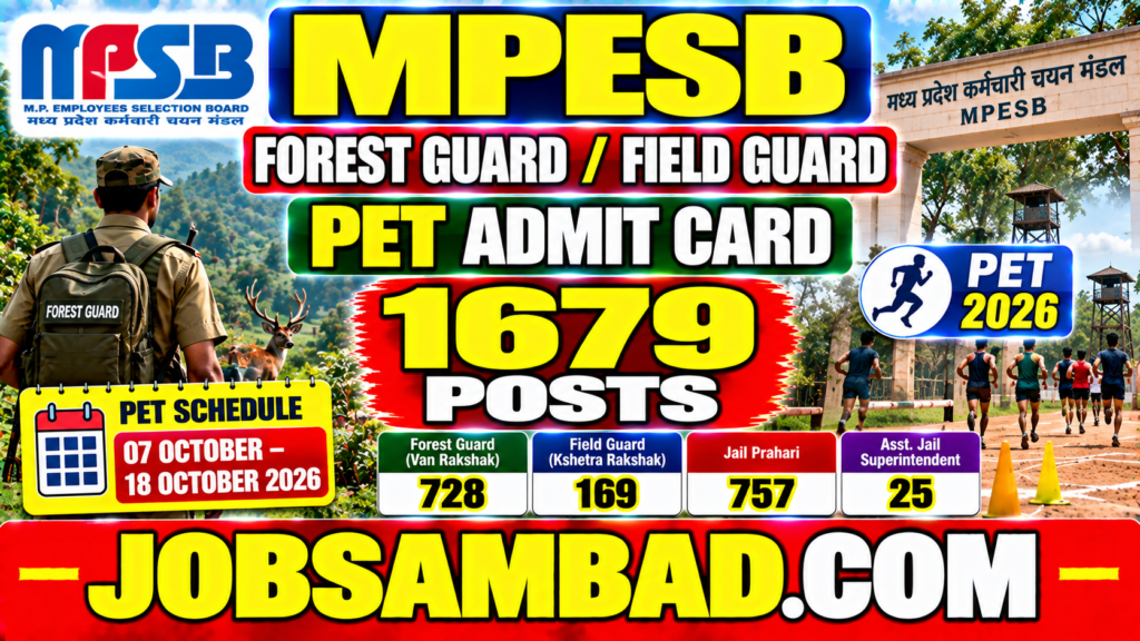 MPESB Forest Guard, Field Guard PET Admit Card