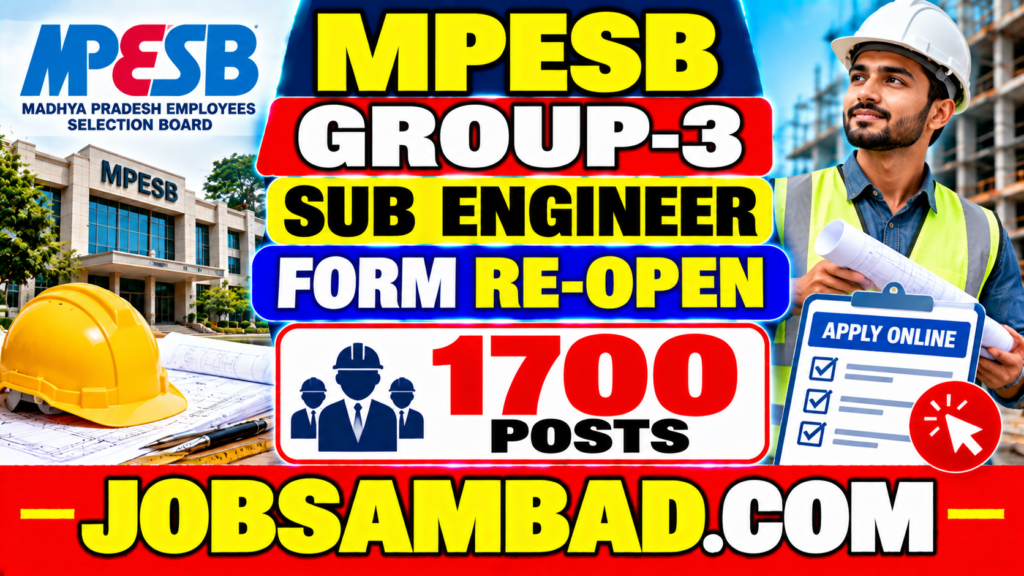 MPESB Group-3 (Sub Engineer) Form Re-Open