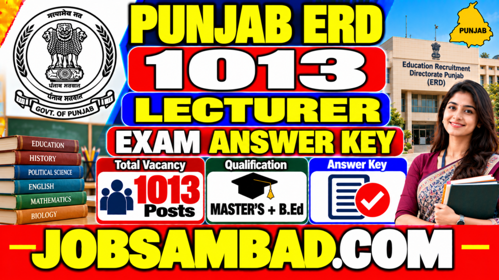 Punjab ERD 1013 Lecturer Exam Answer Key