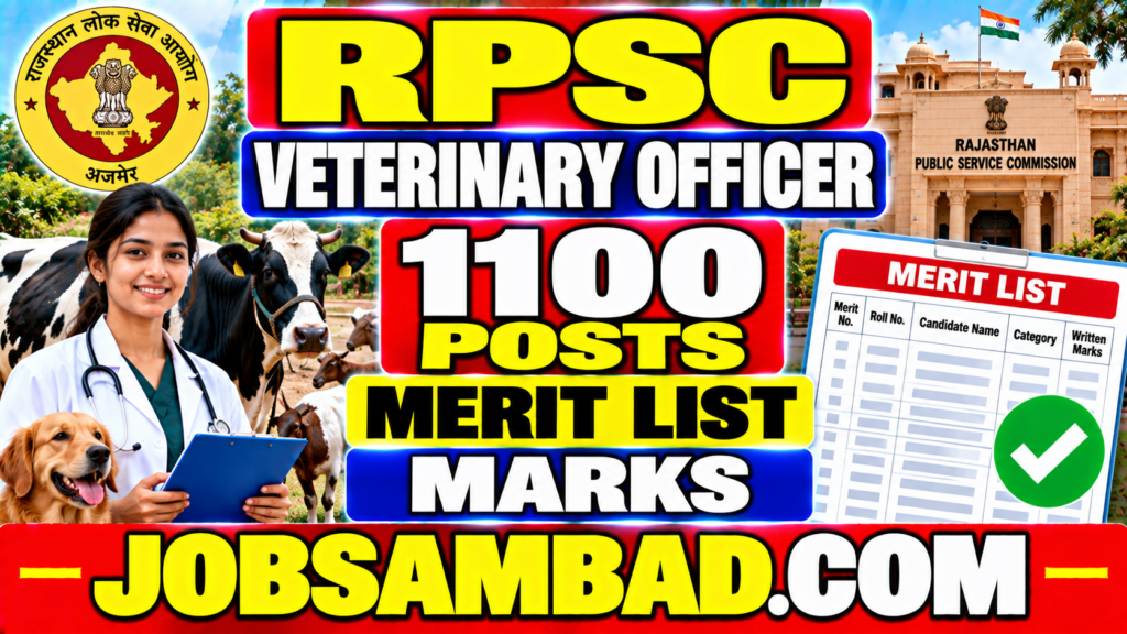 RPSC 1100 Veterinary Officer Merit List, Marks