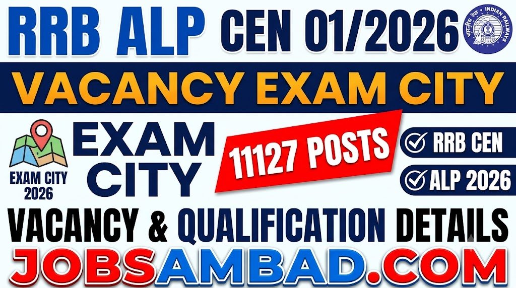 RRB CEN 01/2026 ALP Vacancy Exam City 2026